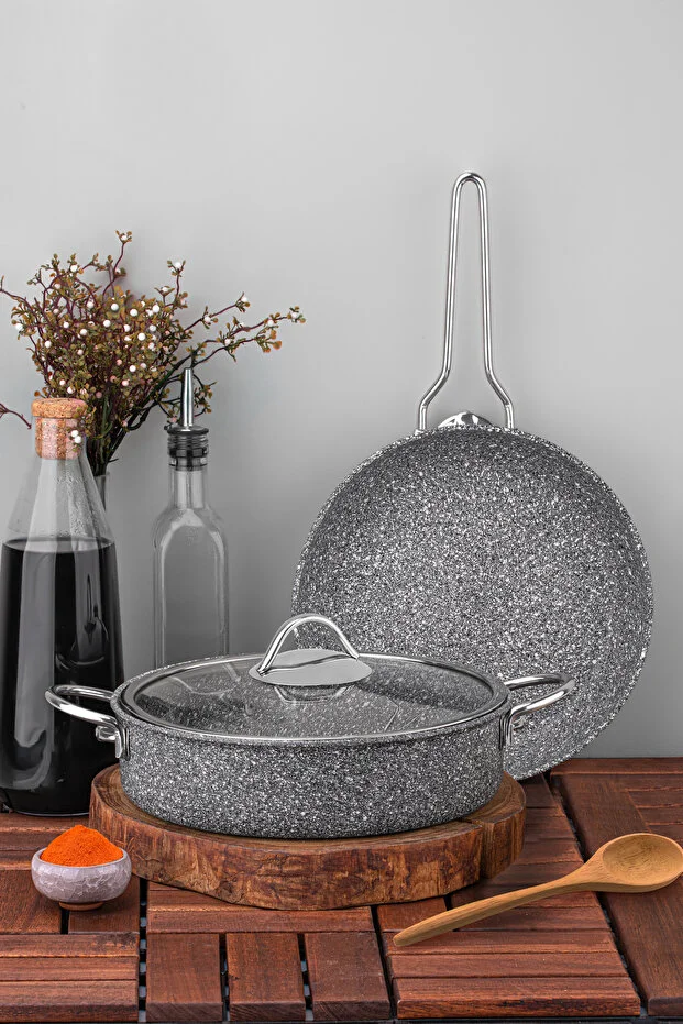 Ultra Classic 3 Parça Granit Tencere & Tava Seti Gri